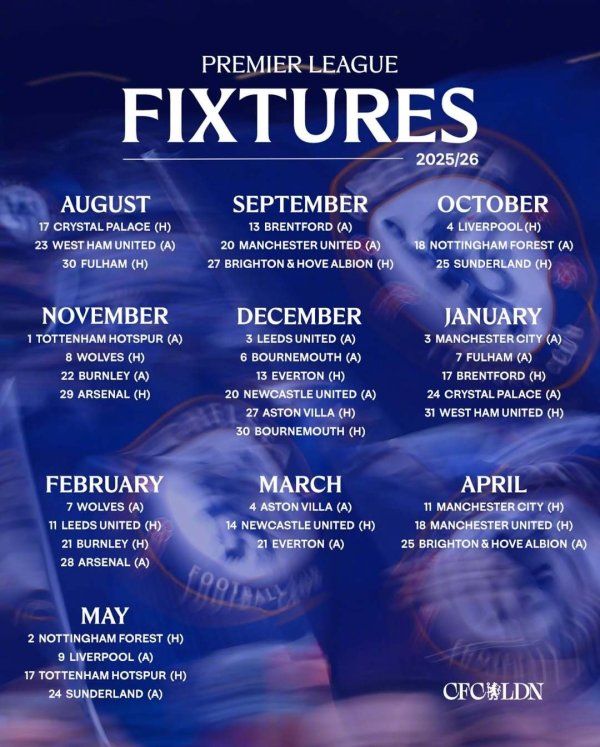 The final kill at the end of the season! Chelsea s new season schedule: Crystal Palace in the first round, super explosion 28-37 rounds