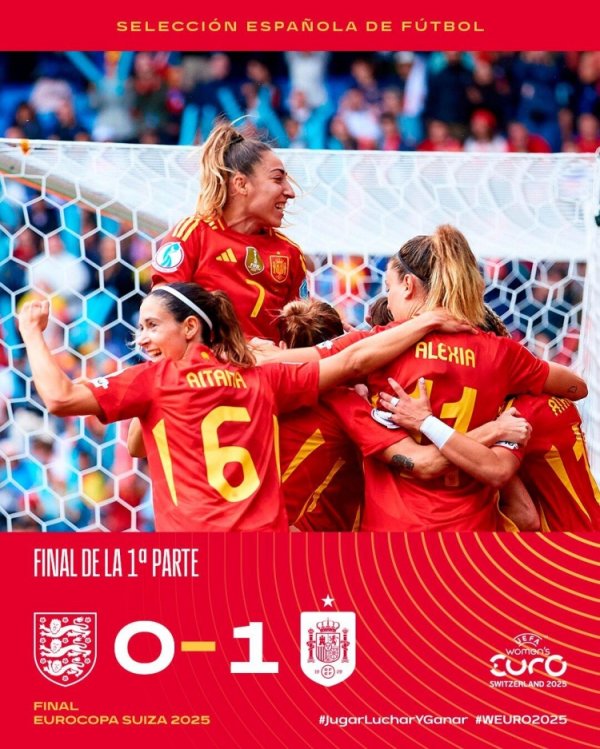 Halftime - Spain Women s Football Team 1-0 England Women s Football Team Ona assists Mariona to score header