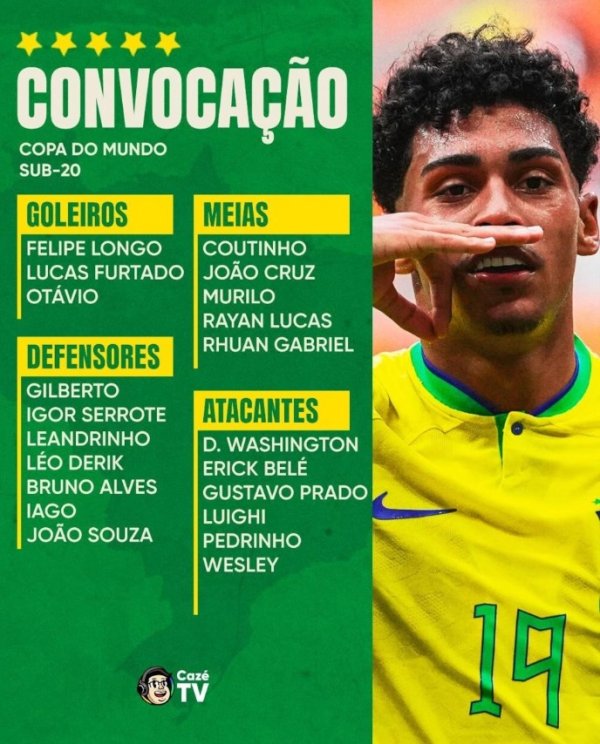 Brazil s U20 list: Rock and Andre Santos are absent, Inter Milan young player Prado is on the list