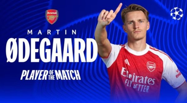 1 assist and 4 key passes, Odegao was elected the best in the game in Arsenal 2-0 Olympiacos