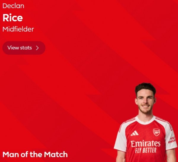 Faced with the old owner, Premier League official: Rice was elected West Ham s best player in the game 2-0