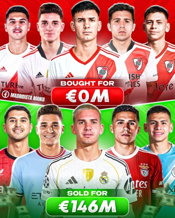 0→146 million! Five players, including Spider-Man and Enzo, all came from River Plate s youth training and were ultimately sold for 146 million euros.